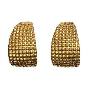 Vintage Simply Whispers Gold Tone Textured Half Hoop Style Earrings J19-6